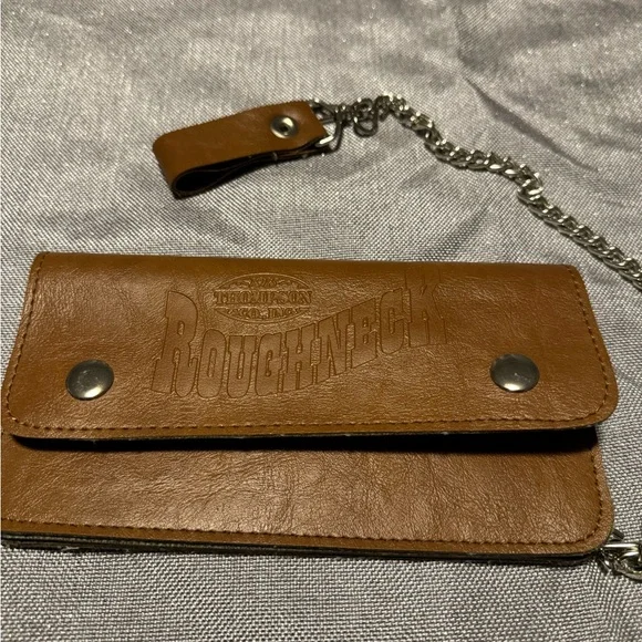 Roughneck Brown Leather Wallet with Chain